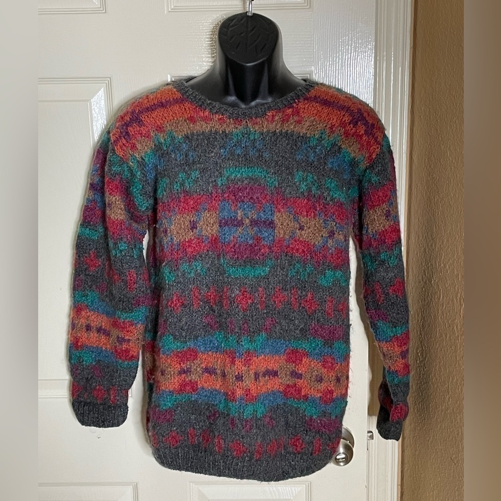 Vintage Tricots St Raphael Rainbow Sweater Pullover Size Small To Medium